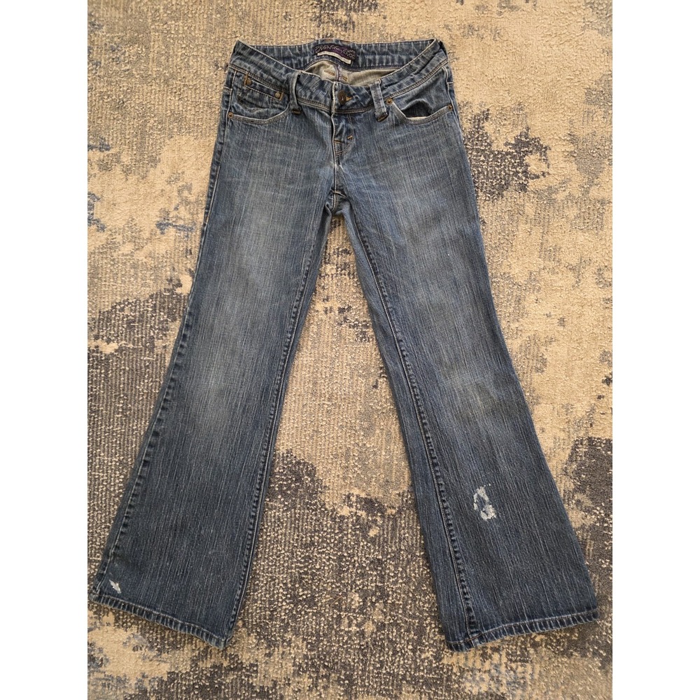 Vintage Empyre Jeans Size 7 Zoe Wide Leg Flare Ultra Low Rise Paint Splatter